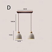 abordables Éclairages pour îlot-Lampe suspendue LED en bois de ciment, source de lumière 3 couleurs, 16/20/50/70 cm, 1/2/3 lumières, luminaire suspendu en béton industriel moderne et élégant, style wabi-sabi japonais, dôme en ciment