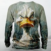 economico Magliette con stampa animale-Per uomo Animali Divertente maglietta Camicia Henley Manica lunga maglietta Stampa 3D Girocollo Camicia Originale Retrò vintage Strada Informale Giornaliero Rosso Viola Verde Estate Primavera Autunno