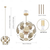 abordables Suspension-Lampes suspendues 8 lumières modernes en acier inoxydable circulaire 50 cm / 19,6 pouces chrome or base g9 réglable pôle globe luminaires suspendus adaptés aux restaurants cuisines îles foyers fermes
