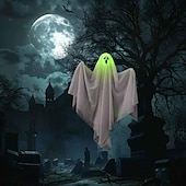 tanie Oświetlenie rekwizytów na Halloween-świecące duch dekoracje na halloween na zewnątrz led wiszące duch dla drzew upiorny oświetlony duch wodoodporne wiszące wystrój halloween ozdoby choinkowe do domu patio stoczni trawnik drzewo