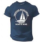 billige Morsomme T-skjorter for menn-Herre Skip Morsom T skjorte Kortermet T skjorte 3D-utskrift Crew-hals Skjorte Årgang Kul Fest Ferie Svart Hvit Rød Sommer Vår Klær S M L XL XXL XXXL