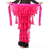 abordables Ropa de danza del vientre-Bufanda de danza del vientre para mujer, falda con cinturón, cinturón de baile latino, falda ondulada con borlas para rendimiento