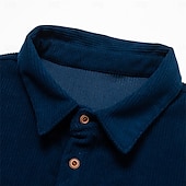 cheap Men&#039;s Classic Polo-Men&#039;s Corduroy Shirt Button Up Polos Casual Sports Lapel Long Sleeve Fashion Basic Color Block Patchwork Button Spring Fall &amp; Winter Regular Fit Army Green Navy Blue Brown Gray Corduroy Shirt