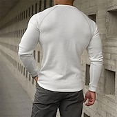cheap Casual Henley Tee-Men&#039;s T Shirt Henley Shirt Tee Top Long Sleeve Shirt Long Sleeve Plain Fashion Designer Basic Henley Vacation Street Going out Spring &amp;  Fall Black White Navy Blue Henley T-Shirt