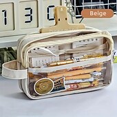 お買い得  ペンケース＆ホルダー-新しい透明ペンバッグ大容量多層文房具バッグ、学生の鉛筆ケースを収納