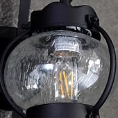 economico applique da esterno-lanterna da parete impermeabile lampada da carrozza esterna applique da parete nera rustica, apparecchio di illuminazione per portico ip54 supporto a parete, paralume in vetro seminato lampada da