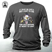 economico Magliette grafiche da uomo-Bandiera americana degli Stati Uniti Aquila stampa di lettere Erica grigia Bianco Vino maglietta Per uomo Grafico 100% cotone Camicia Classico Informale Camicia Manica lunga Maglietta comoda