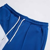 お買い得  スウェットパンツ-男性用 スウェットパンツ ジョガー ズボン ストレートレッグスウェットパンツ プリーツパンツ ドローストリング パッチワーク 弾性ウエスト カラーブロック 履き心地よい 高通気性 全長 カジュアル 日常 祝日 スポーツ ファッション ブラック ブルー マイクロエラスティック