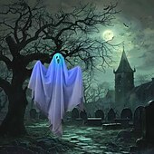 tanie Oświetlenie rekwizytów na Halloween-świecące duch dekoracje na halloween na zewnątrz led wiszące duch dla drzew upiorny oświetlony duch wodoodporne wiszące wystrój halloween ozdoby choinkowe do domu patio stoczni trawnik drzewo