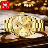 cheap Quartz Watches-OLEVS Men Quartz Watch Fashion Business Wristwatch Luminous Calendar Waterproof Decoration Steel Watch