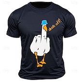 お買い得  メンズグラフィックTシャツ-男性の面白い &#039;ダックオフ！&#039; 中指ダックの言葉遊びグラフィックTシャツショートスリーブ