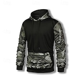 billiga bashuvtröjor för män-Herr Huvtröja Svart Huva Färgblock Kamuflasje Lappverk Ficka Sport &amp; Utomhus Dagligen Helgdag Streetwear Grundläggande Ledigt Vår &amp; Höst Kläder Pull Tröjor
