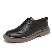 baratos Semi-formal-sapatos masculinos de couro marrom brogue oxford - sapatos elegantes e duráveis com cadarços e sola robusta para uso formal e casual