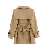 preiswerte Oberbekleidung-Mädchen 3D Feste Farbe Trenchcoat Mantel Oberbekleidung Langarm Frühling Herbst Strassenmode Sport Basic Polyester kinderkleidung 4-12 Jahre Täglich Urlaub Regular Fit