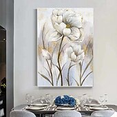 preiswerte Stillleben-Gemälde-Ölgemälde mit Blumen in Goldfolie, handgefertigtes Ölgemälde mit Blumen, handgemaltes Ölgemälde mit weißer Rose, impressionistisches Ölgemälde für Wohnzimmer, Schlafzimmer, Landschaftsölgemälde,