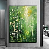preiswerte Blumen-/Botanische Gemälde-handgemachtes Original Ölgemälde „Grüner Wald“ auf Leinwand, abstrakter Baum, Landschaftsgestaltung, Wanddekoration, Wohnzimmer, Wohndekor mit Keilrahmen/ohne Innenrahmen