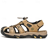 voordelige Buitensandalen-Bruin leren outdoorsandalen voor heren met verstelbare bandjes – duurzame en comfortabele wandelsandalen