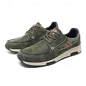 baratos Ténis para Homem-Homens Sapatos casuais masculinos Retro Pele PU Confortável Antiderrapante Com Cadarço Azul Cáqui Cinzento