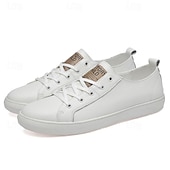 cheap Men&#039;s Sneakers-Men&#039;s White Casual Low-Top Sneakers - Comfortable and Trendy Lace-Up Shoes for Everyday Wear