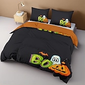 levne Sady přikrývek-kolekce halloween sada povlaků na přikrývky Jack o lucerna dýně 3dílná sada super měkká šetrná k pokožce s dlouhou životností