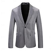 billige Blazere for menn-Herre Blazer Formell kveld Fritid / hverdag Søt Alle årstider 65%Cotton 35%Polyester Ensfarget / vanlig farge Paljetter Fritid Bryllup Enkeltkneppet Blazer Sølv Svart Rød Blå