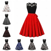 levne Šaty-Retro 50. léta Koktejlky Šaty A-Line šaty Květinový Puntíky Dámské Karneval Plesová maškaráda Běžné / Denní loučení se svobodou nevěsty Dospělé Šaty Šaty pro návrat domů