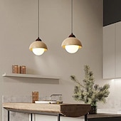 economico Luci Isola cucina-lampada a sospensione a led pietra bianco caldo 15 cm paralume minimalista in metallo a 1 luce lampadario circolare in marmo lampada a sospensione a soffitto in stile cinese per portico balcone
