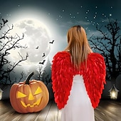 levne Halloween maska a rekvizity-kostým halloweenského peříčka s andělskými křídly – cosplay kostým pro ženy, dívky – ideální pro halloweenský cosplay, vánoční ozdoby, sváteční večírky, přehlídky na molu 60 cm/23,6 palce