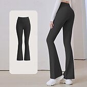 billiga Yoga Leggings &amp; Tights-Dam Yogabyxor Utsvängda byxben Elastiskt midjeband Hög midja Yoga Gymträning Pilates Trikåer Mörkgrå Svart Blå sporter Sportkläder Elastisk Smal