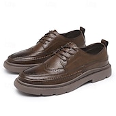baratos Semi-formal-sapatos masculinos de couro marrom brogue oxford - sapatos elegantes e duráveis com cadarços e sola robusta para uso formal e casual