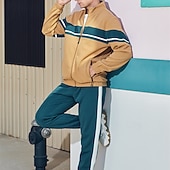 رخيصةأون بذلات رياضية أساسية-رجالي بدلة رياضية بذلة رياضة سويت شيرت بسحاب كامل أسود أخضر كاكي رقبة طوقية مرتفعة ألوان متناوبة بقع قطعتين الرياضة &amp; في الخارج مناسب للبس اليومي مناسب للعطلات أناقة الشارع أساسي كاجوال ربيع &amp; الصيف