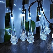 economico Luci di Halloween-6.5m 30leds luci della stringa solare goccia d&#039;acqua luci esterne impermeabili stringa di fata 8 modalità di illuminazione vacanza matrimonio giardino prato natale halloween decorazione del patio