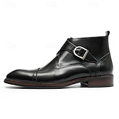 cheap Premium Leather Boots-Men&#039;s Premium Leather Buckle Ankle Boots - 100% Cowhide Zipper and Brogue Detailing for Formal and Casual Wear