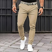 voordelige Chinos-Voor heren Broek Chinese Chino broek Vrijetijdsbroek Voorvak Effen Comfort Ademend Casual Dagelijks Feestdagen Modieus Basic Pompoen Zwart