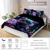 cheap Duvet Cover Sets-Cyberpunk Style Sci-Fi Animal Duvet Cover Set Includes Duvet Cover and Pillowcases Futuristic and Vibrant Design Soft and Durable Fabric Perfect for Adding an Edgy Touch to Your Bedroom Decor