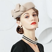 tanie fascynatory-Kapelusze 100% wełna beret kapelusz fedora ślub koktajl elegancki ślub z czystym kolorem tiulowe nakrycie głowy nakrycia głowy
