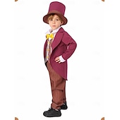 cheap Boys&#039; Costumes-Charlie and the Chocolate Factory Wonka Willy Wonka Cosplay Costume Outfits Cosplay Movie Cosplay for Boys Kid&#039;s Carnival Masquerade Event / Party Masquerade