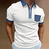 preiswerte Herren Klassisches Polo-Herren Poloshirt Golfhemd Casual Festtage Kargen Viertel Postleitzahl Kurzarm Modisch Basic Farbblock Viertel Postleitzahl Sommer Regular Fit Hellblau Schwarz Weiß Khaki Hellgrau Poloshirt