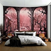 billiga Halloween dekoration-rosa halloween dekorationer fönsterhängande gobeläng väggkonst stor gobeläng väggmålning dekor fotografi bakgrund filt gardin hem sovrum vardagsrum dekoration