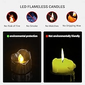 billiga Ljusljus-12st svarta led värmeljus halloween nattlampor levande ljus utomhus inomhus trädgård halloween inredning halloween elektriska ljus batteridrivna halloween lyktor semester fest dekorationer