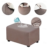 abordables Housse de pouf-Housse de pouf en velours rectangulaire, housse de rangement pour pouf, housse de repose-pieds épaisse et extensible avec bande élastique
