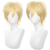 abordables Perruques de fête-perruque cosplay courte hérissée duveteuse résistante à la chaleur en cheveux synthétiques en couches pour hommes et femmes, perruque de fête de carnaval