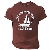 billige Morsomme T-skjorter for menn-Herre Skip Morsom T skjorte Kortermet T skjorte 3D-utskrift Crew-hals Skjorte Årgang Kul Fest Ferie Svart Hvit Rød Sommer Vår Klær S M L XL XXL XXXL