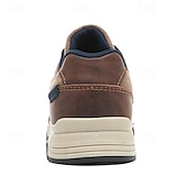 cheap Men&#039;s Sneakers-Men&#039;s Brown Casual Sneakers - Leather and Canvas Lace-Up Walking Shoes for Everyday Wear