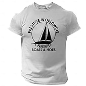 billige Morsomme T-skjorter for menn-Herre Skip Morsom T skjorte Kortermet T skjorte 3D-utskrift Crew-hals Skjorte Årgang Kul Fest Ferie Svart Hvit Rød Sommer Vår Klær S M L XL XXL XXXL