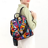 cheap Fashion Backpacks-Large Capacity Colorful Abstract Art Print Multi-Carry Backpack - Durable and Spacious School Bag with Adjustable Straps, Available in Two Patterns