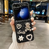 رخيصةأون جراب سامسونج-هاتف غطاء من أجل سامسونج جالاكسي زد فليب 7 زد فليب 6 Z Flip 5 Z Flip 4 Z Flip 3 غطاء خلفي غير اصفرار بلينغ بريق لامعة ضد الصدمات دب TPU حجر الراين
