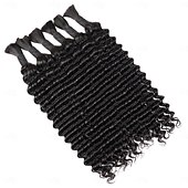 cheap 3 Bundles Human Hair Weaves-300g Deep Wave Bulk Human Hair For Braiding 100% Unprocessed Bulk Human Hair Extensions No Weft Curly Human Hair For Braiding