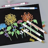 economico Adesivi-Pennarelli a doppia punta con glitter metallici con pennello e pennini fini, forniture per scrapbooking, 10 pezzi