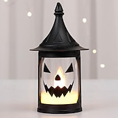 economico Illuminazione di Props di Halloween-lanterna di zucca di Halloween candela elettronica luce jack o lanterna luce zucca lampada notturna lampada a vento modello smorfia atmosfera festa di Halloween decorazione 1/3/5 pezzi